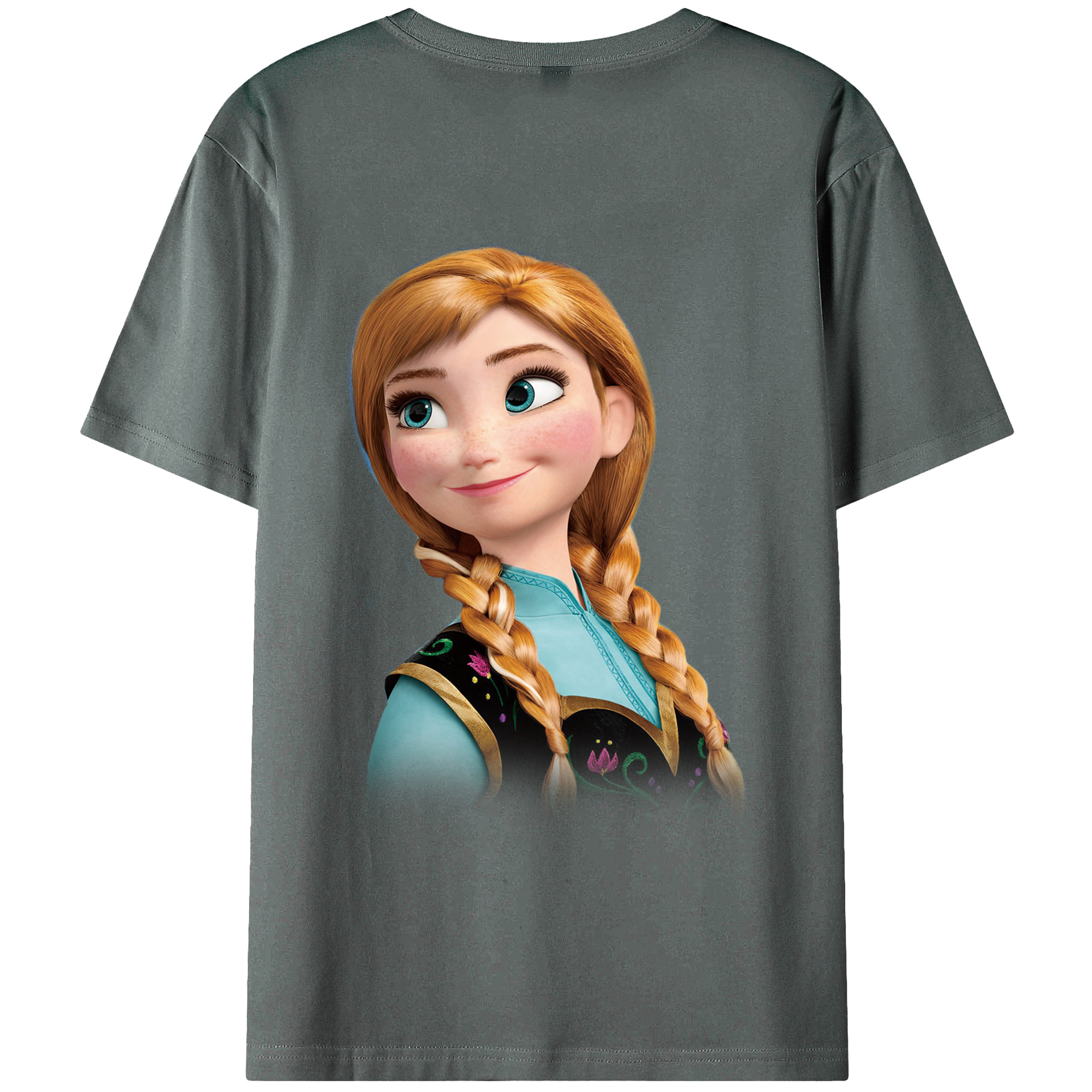（画像用） アナと雪の女王 アンナ エルサ Frozen Anna Elsa 綿100％ メンズ半袖Tシャツ（バックプリント） 通気性